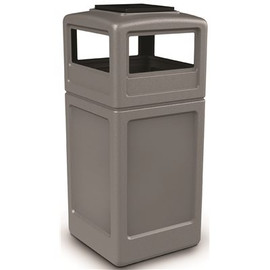 PolyTec 42 Gal. Gray Square Trash Can with Ashtray Lid