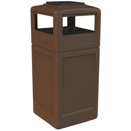 PolyTec 42 Gal. Brown Square Trash Can with Ashtray Lid
