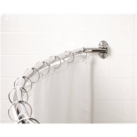 Premier 56 in. - 72 in. Never Rust Adjustable Curved Shower Rod Exposed Mount in Chrome