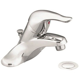 MOEN Chateau 4 in. Centerset Single-Handle Low-Arc Bathroom Faucet with Metal/Plastic Drain Assembly in Chrome (1/2 in. IPS)