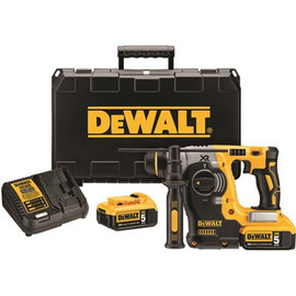 DEWALT 20V MAX XR Cordless Brushless 1 in. SDS Plus L-Shape Rotary Hammer with (2) 20V 5.0Ah Batteries and Charger