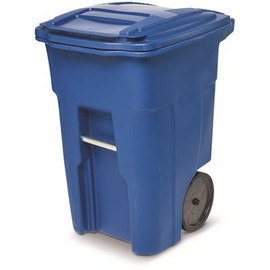 Toter 48 Gal. Blue Outdoor Trash Can with Quiet Wheels and Lid