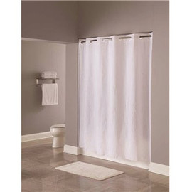 Hookless Pin Dot Vinyl 71 in. x 74 in. White Shower Curtain (12 per Case)