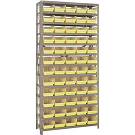 1275-101YL Economy 4 in. Shelf Bin 12 in. x 36 in. x 75 in. 13-Tier Shelving System Complete with QSB102 Yellow Bins