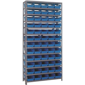 Economy 4 in. Shelf Bin 18 in. x 36 in. x 75 in. 13-Tier Shelving System Complete with QSB104 Blue Bins