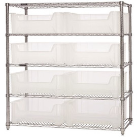 Quantum Storage Systems 36 in. L x 18 in. W x 74 in. H Giant Stack Container Wire Shelving System 5-Tier in Clear