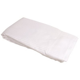 T250 Queen XL Flat Sheet, 94 in. x 120 in. White with Tone on Tone Sateen Stripes (12 Each Per Case)