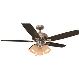 Hampton Bay Rockport 52 in. LED Indoor Brushed Nickel Ceiling Fan with Light Kit