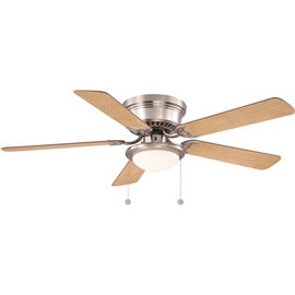 52 in. Hugger Indoor Brushed Nickel Ceiling Fan with Light Kit