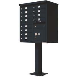 Florence Vital Series Black CBU with 12-Mailboxes, 1-Outgoing Mail Compartment, 1-Parcel Locker
