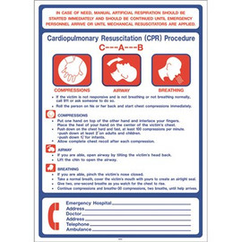 HY-KO 28 in. x 20 in. Pool Signs Rescue CPR Breathing Sign in Red, Blue, White