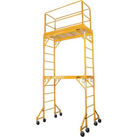 Jobsite 15.25 ft. H x 6.2 ft. W x 4.9 ft. D 2-Story Steel Baker Style Rolling Scaffold Tower, 1000 lbs. Load Capacity