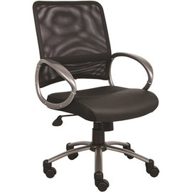 BOSS Office Products 25 in. Width Big and Tall Black Vinyl Task Chair with Swivel Seat