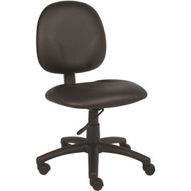 BOSS Office Products Black Armless Office Task Chair, Antimicrobial Vinyl Cushions, Black Nylon Base, Swivel-Tilt Pneumatic