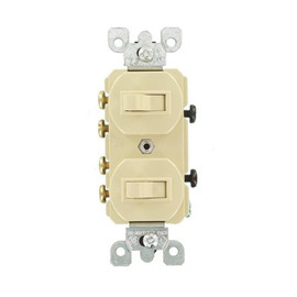 Leviton 15 Amp Commercial Grade Combination Two 3-Way Toggle Switches, Ivory