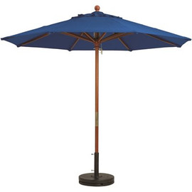 Grosfillex 7 ft. Market Wooden Patio Umbrella in Pacific Blue