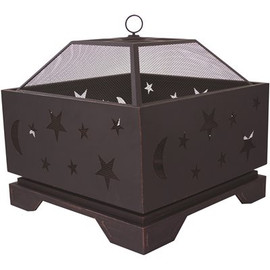 Pleasant Hearth Stargazer Deep Bowl 26 in. x 26 in. Square Steel Wood Fire Pit in Rubbed Bronze