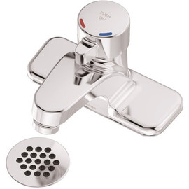 Symmons Scot 4 in. Centerset Single-Handle Metering Bathroom Faucet with Grid Drain in Chrome