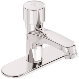 Symmons Single-Handle Single Hole Metering Bathroom Faucet with Optional 4 in. Deck Plate in Chrome