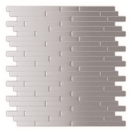 Linox Stainless Steel 12.09 in. x 11.97 in. x 5 mm Brushed Metal Self-Adhesive Wall Mosaic Tiles (24 sq. ft. /case)