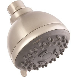 Premier 3-Spray Patterns with 1.8 GPM 3 in.Wall Mount FixedShower Head in Brushed Nickel