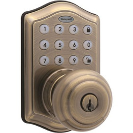 Honeywell Antique Brass Keypad Electronic Knob Entry Door Lock