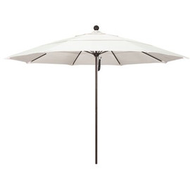 11 ft. Bronze Aluminum Commercial Market Patio Umbrella with Fiberglass Ribs and Pulley Lift in Natural Sunbrella