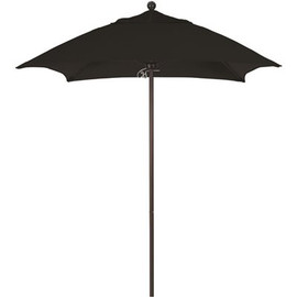 6 ft. Square Bronze Aluminum Commercial Market Patio Umbrella with Fiberglass Ribs and Push Lift in Black Sunbrella
