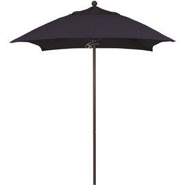 6 ft. Square Bronze Aluminum Commercial Market Patio Umbrella with Fiberglass Ribs and Push Lift in Navy Blue Sunbrella