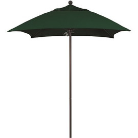 6 ft. Square Bronze Aluminum Commercial Market Patio Umbrella with Fiberglass Ribs Push Lift in Forest Green Sunbrella