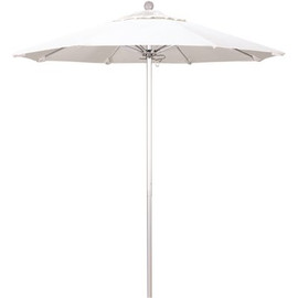 7.5 ft. Silver Aluminum Commercial Market Patio Umbrella with Fiberglass Ribs and Push Lift in Natural Sunbrella