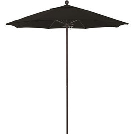 7.5 ft. Bronze Aluminum Commercial Market Patio Umbrella with Fiberglass Ribs and Push Lift in Black Sunbrella