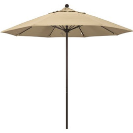 9 ft. Bronze Aluminum Commercial Market Patio Umbrella with Fiberglass Ribs and Push Lift in Antique Beige Sunbrella