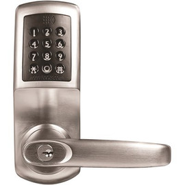 Codelocks Brushed Steel Cylindrical Chassis Electronic Keypad Door Lever