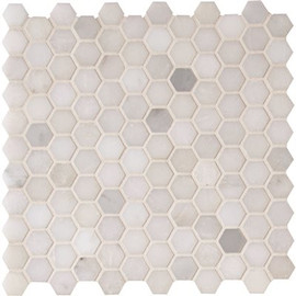MSI Greecian White Mini 1 in. Hexagon 11.61 in. x 11.81 in. Polished Marble Floor and Wall Tile (0.95 sq. ft./Each)