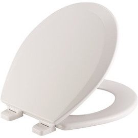 BEMIS Adjustable Round Closed Front Enameled Wood Toilet Seat in White