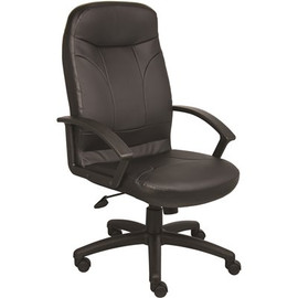 BOSS Office Products High Back Executive Black Leather Desk Chair with Pneumatic Lift