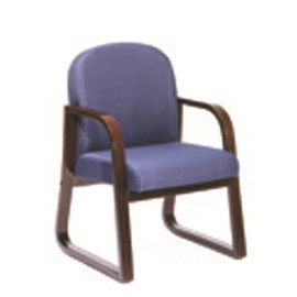 BOSS Office Products 24 in. Width Big and Tall Blue and Mahogany Fabric Guest Office Chair with Solid Wood Frame