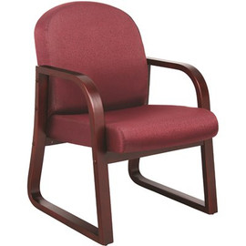 BOSS Office Products 24 in. Width Big and Tall Burgundy and Mahogany Fabric Guest Office Chair with Solid Wood Frame