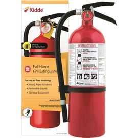 Kidde Full Home Fire Extinguisher with Hose, Easy Mount Bracket & Strap, 3-A:40-B:C, Dry Chemical, One-Time Use