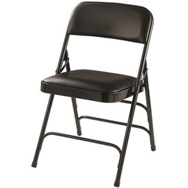National Public Seating 1300 Series Black Premium Vinyl Upholstered Triple Brace Double Hinge Folding Chair (4-Pack)