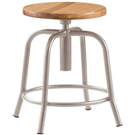 NATIONAL PUBLIC SEATING ADJ HGT WOOD STOOL/GREY