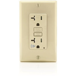 Leviton 20 Amp SmartlockPro Self-Test Slim GFCI Outlet with Audible Trip Alert, Ivory