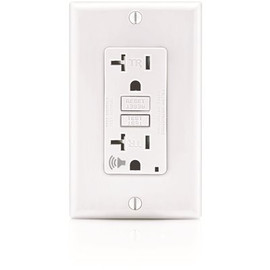 Leviton 20 Amp SmartlockPro Self-Test Slim GFCI Outlet with Audible Trip Alert, White