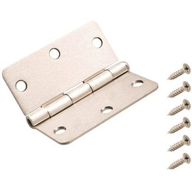 Everbilt 3-1/2 in. x 1/4 in. Radius Satin Nickel Door Hinge