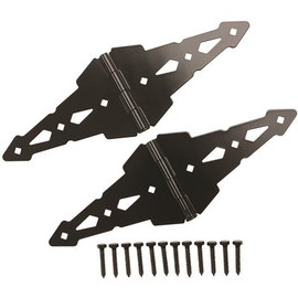 Everbilt 8 in. Black Heavy-Duty Decorative Strap Hinges (2-Pack)