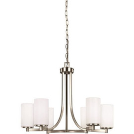 Generation Lighting Hettinger 6-Light Brushed Nickel Modern Transitional Hanging Chandelier