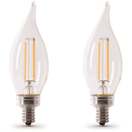 60-Watt Equivalent BA10 E12 Candelabra Dimmable Filament CEC Clear Glass Chandelier LED Light Bulb Soft White (2-Pack)