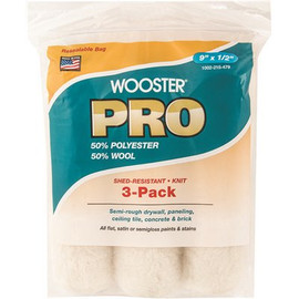 Wooster 9 in. x 1/2 in. High-Density Pro 50/50 Polyester/Wool Fabric Roller Cover (3-Pack)