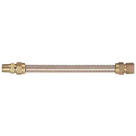 Watts Stainless Steel Gas Appliance Connector, 1/2 in. OD, 3/8 in. ID, 1/2 in. MNPT x 1/2 in. FNPT, 48 in. L